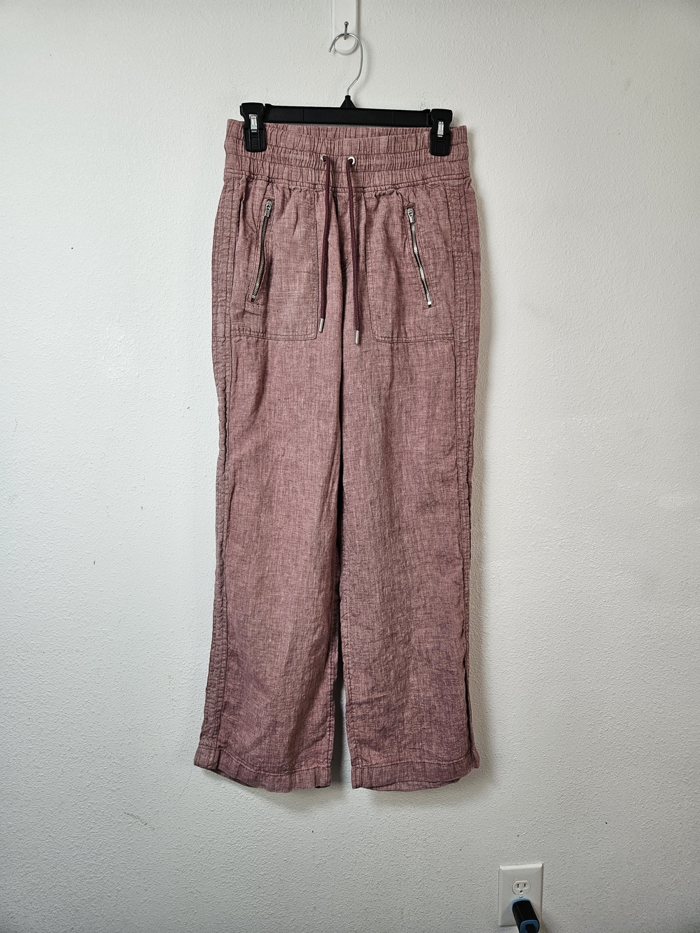 Athleta Drawstring Linen Casual Pants in Dusty Rose Size 4